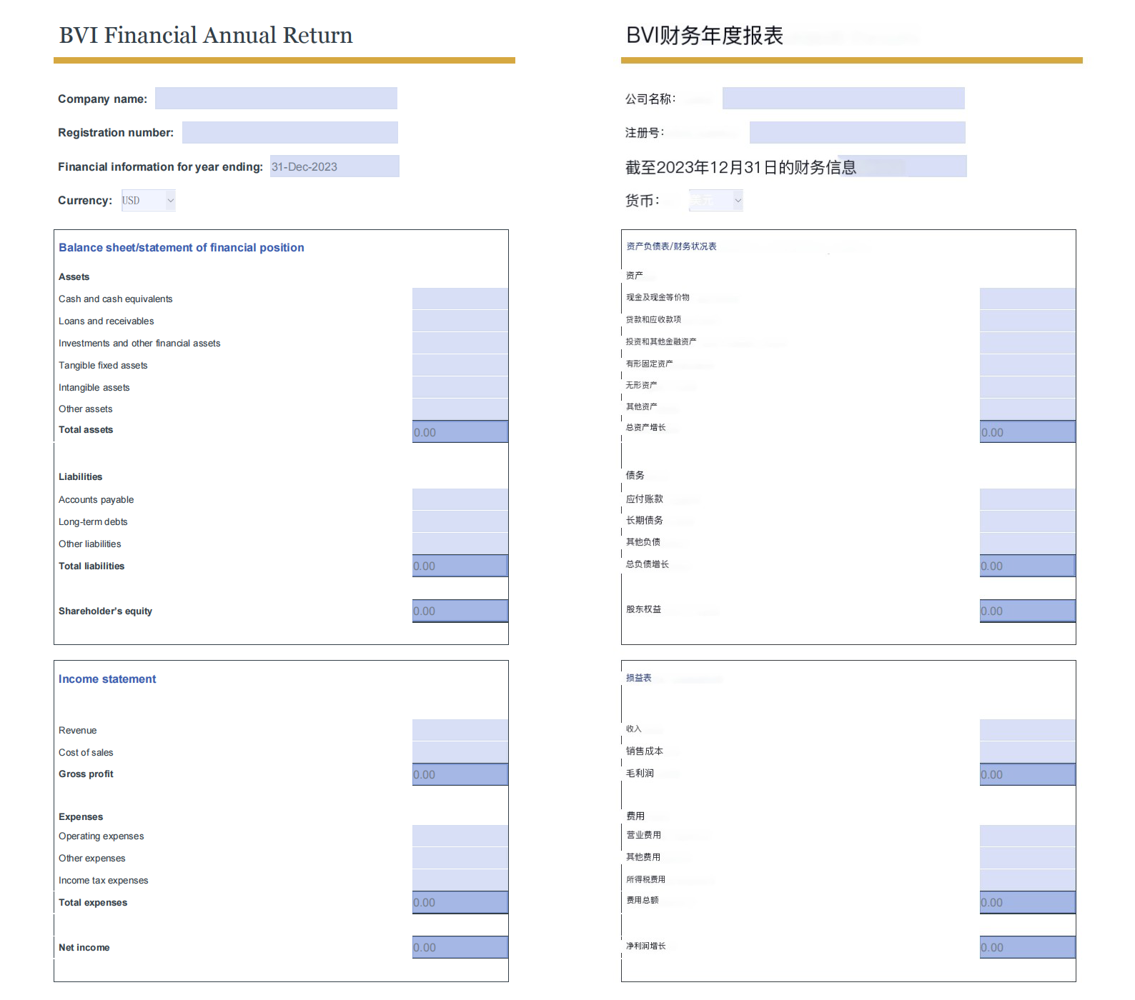 BVI财务年度报表提交资料